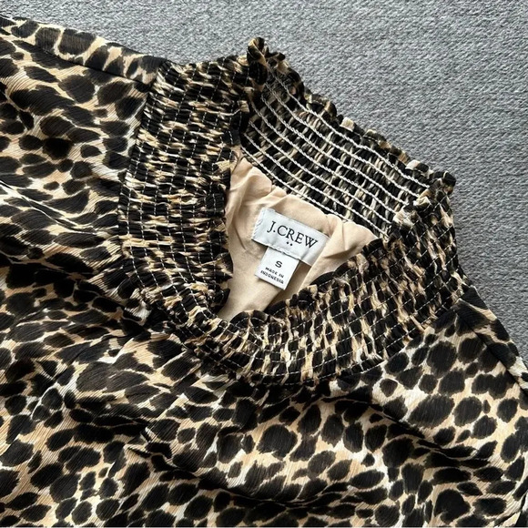 J. Crew Leopard Long Sleeve Mockneck Blouse Top Small - Picture 3 of 9
